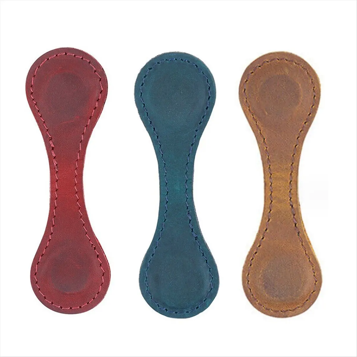 3Pcs Vintage Crazy Horse Cowhide Magnetic Clip-Style Bookmarks, Car Exterior Decoration Accessories, Ideal for Book Page Marking, Reading Enthusiasts, Teachers & Friends