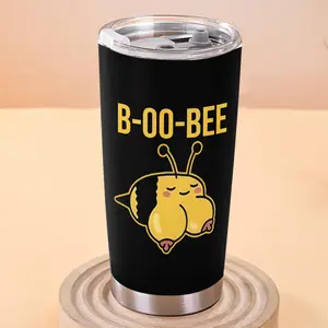 [BNB] Cute Bee Pattern Funny Tumbler Cup – Playful Bee Design Stainless Steel Tumbler, Fun Gift for Best Friend, Lover or Couples, Perfect for Coffee, Iced Drinks, Daily Use & Special Occasions