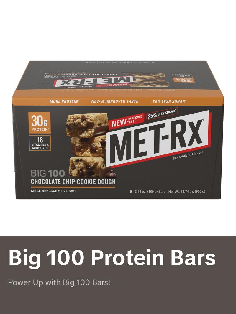 MET-RX Big 100 Chocolate Chip Cookie Dough Protein Bars