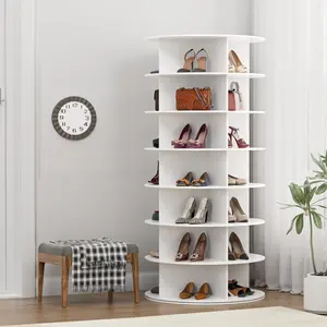 Rotating Shoe Rack Tower - 7-Tier Spinning Handbag Shoe Display Lazy Susan Organizer, 360° Revolving Shoe Rack Storage Round Carousel Cabinet, for Entryway, Living Room, Bedroom