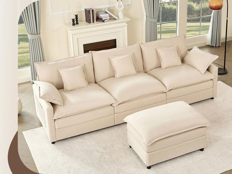 【3 Packages Shipping】GOSUHI 142.5" U-Shaped Modular Sectional Sofa - Comfy Cloud 4-Seater with Movable Ottoman, Deep Seat Chenille Couch for Living Room, Slate Color ,Comfort & Stylish Design 【3 Packages Shipping】GOSUHI 142.5" U-Shaped Modular Sectional Sofa - Comfy Cloud 4-Seater with Movable Ottoman, Deep Seat Chenille Couch for Living Room, Slate Color ,Comfort & Stylish Design