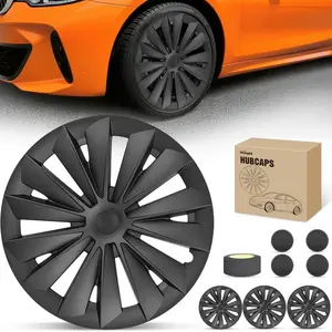 Nilight Wheel Cover Hubcaps 19 Inch for Tesla Model Y Accessories 2021 2022 2023 2024 Tesla Model Y 19 Inch Hub caps Set of 4 Rim Protector Wheel Covers Replacement Multi-Spoke Lines Style Matt Black fathersdaygift