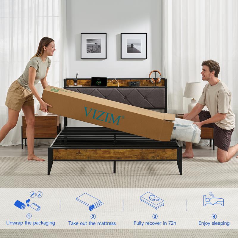 VIZIM Twin & Full & Queen Hybrid Mattress 10&12inch with Pocket Springs & Memory Foam for Cooling Comfort Pressure Relief Easy Setup Long Lasting Quality