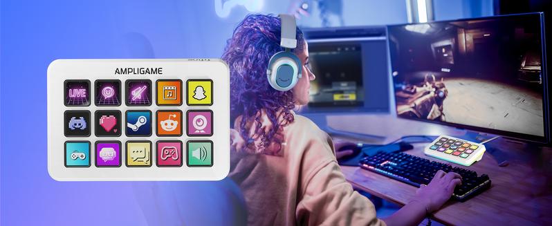 FIFINE AmpliGame LCD Keyboard with 15 Shortcuts for OBS Streaming Studio with Macro Keys, Trigger Actions, PC Media RGB Gaming Controller Deck for Content Creation/Office Work-D6