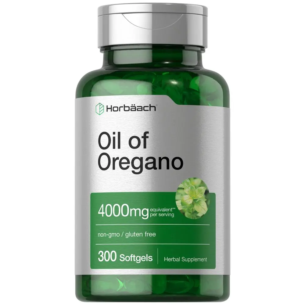 Horbäach Oregano Oil | 4000mg | 300 Softgel Capsules | Naturally Occurring Carvacrol Pills | Non-GMO and Gluten Free Extract Supplement