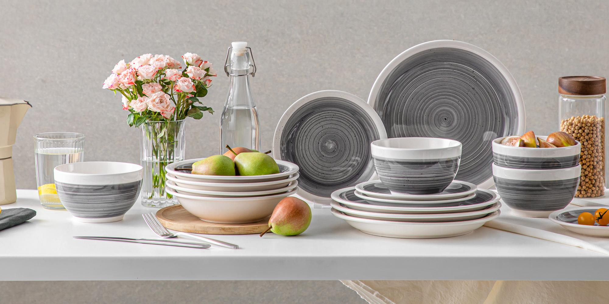 vancasso ORI 16-Piece Round Dinner Service with 4 Dinner Plates, Dessert Plates, Cereal Bowls and Pasta Bowls for 4 People, Beige, Blue, Green & Gray Ceramic Dinnerware Set Porcelain Dinnerware Sets vancasso ORI 16-Piece Round Dinner Service with 4 Dinner Plates, Dessert Plates, Cereal Bowls and Pasta Bowls for 4 People, Beige, Blue, Green & Gray Ceramic Dinnerware Set Porcelain Dinnerware Sets