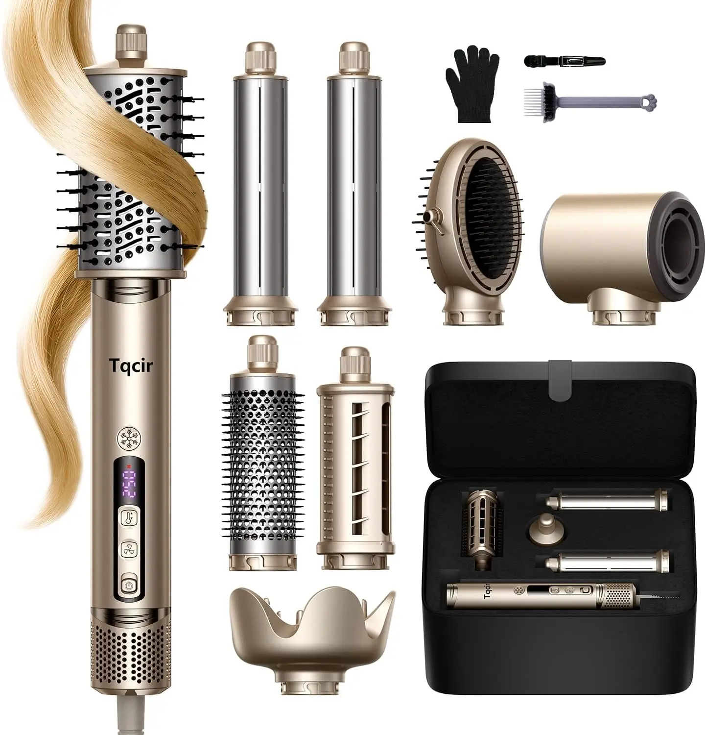 Tqcir 8-IN-1 Hair Styling Tool with Auto Curler, PowerfulMulti-Functional Styler for Fast Drying, Volumizing &Straightening,No Heat Damage, Perfect Hair in Minutescurling hair curling iron