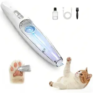 Pet Hair Trimmer with Suction & LED Light 18mm Blade for Detailed Trimming 2 Speed Settings Anti-Slip ABS Material Rechargeable Plug-In Energy-Efficient Portable Design