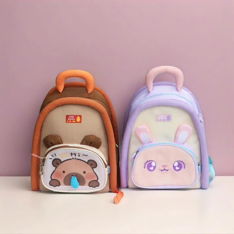 Uiuikumo #481 Capybara Double Shoulder Bag Cute Capybara Backpack Waterproof Dirt-resistant Adorable Schoolbag