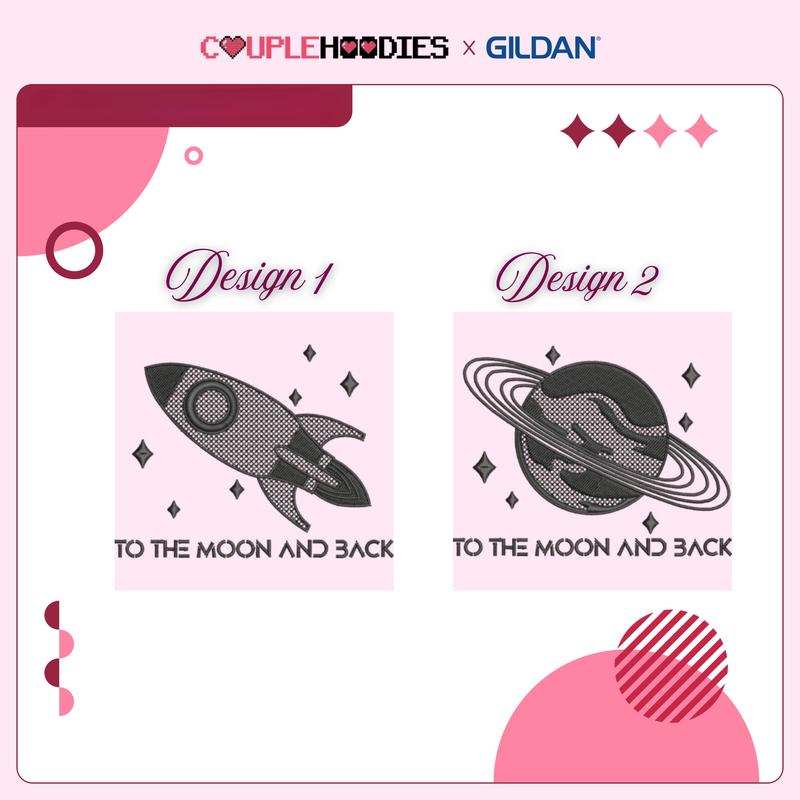 Custom To The Moon And Back Embroidered Hoodies for Couple – Matching Couple Hoodie With Roman Numeral Date And Initials, Meaningful Valentine Anniversary Gift