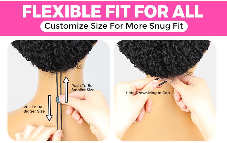 CurlyMe V part Wig Afro Kinky Curly Hair Glueless Wig Pre-plucked - Natural Black Outdoorfun