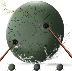 8 Inch Steel Tongue Drum 11 Notes A Major Handpan Drum Portable Rain Drum Outdoor Percussion Instrument with Mallets Finger Picks Carry Bag Music Book Beginner Yoga Meditation Gift fathersdaygift
