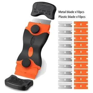 20 Blades Multi-Surface Scraper Tool Kit Double-Edged Paint Sticker Remover No-Scratch Plastic Scraper for Cleaning Windows and Stoves Ergonomic Design Safety Portable