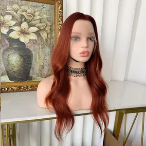 Lovestory Zeki Orange Highlight Color Synthetic Lace Front Wig Wavy High Quality Heat Resistant Lace Front Wig for Women