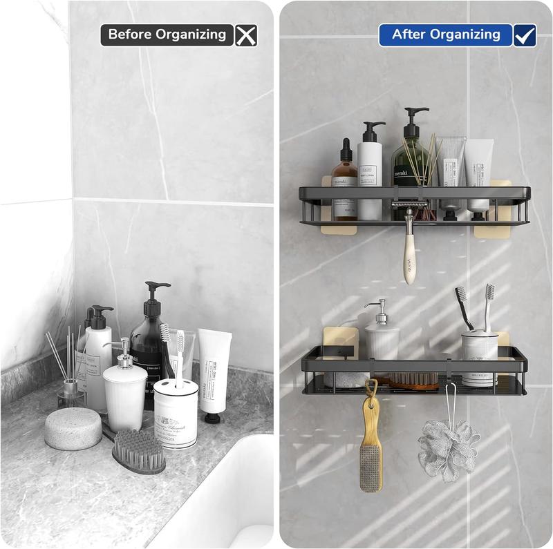 High Quality Corner Caddy Shelf | No-Drill Strong Adhesive By Purizm- Two Piece Set