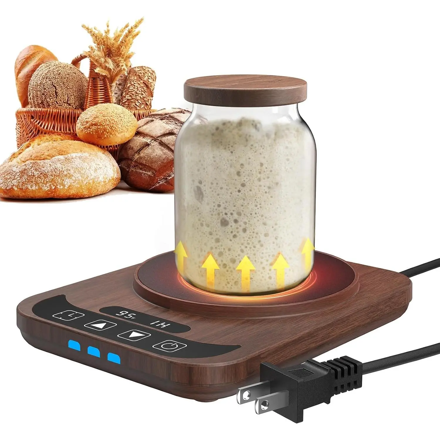 Sourdough Starter Warmer with Temperature Display,Sourdough Warming Mats 100?Electric Heating 12 Hours Timing Function Sourdough Heating Mat Bread for Baking Supplies Kitchen Bakers ()