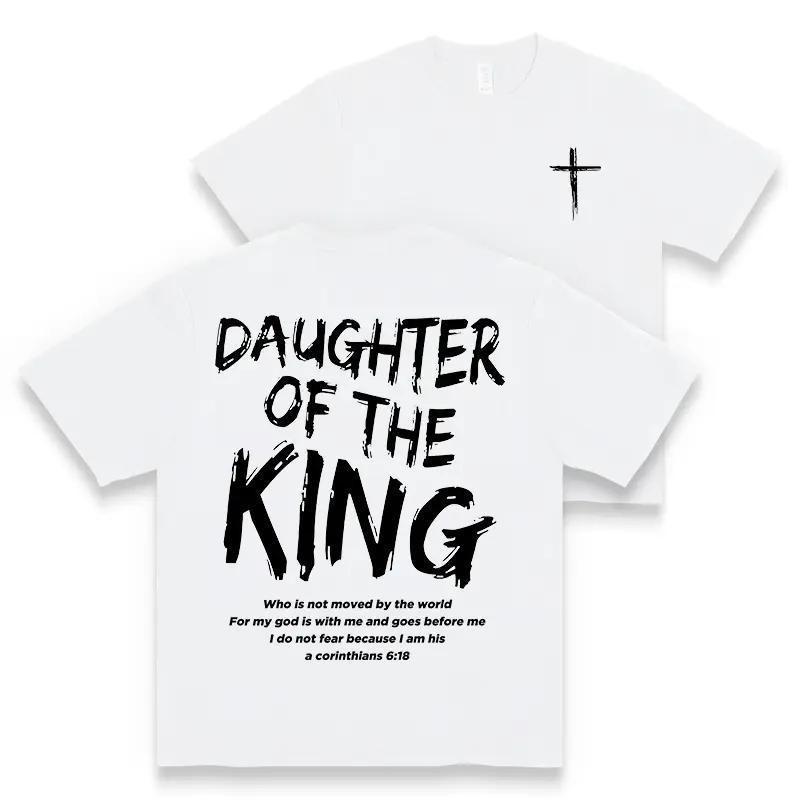 Daughter of the King Jesus Graphic Tee - Women's Soft Casual Round Neck Short Sleeve T-Shirt, Dual-Sided Print, 180g Pure, Comfortable & Stylish for Home or Outfit Fabric Top  Smooth Comfortable and breathable shirt