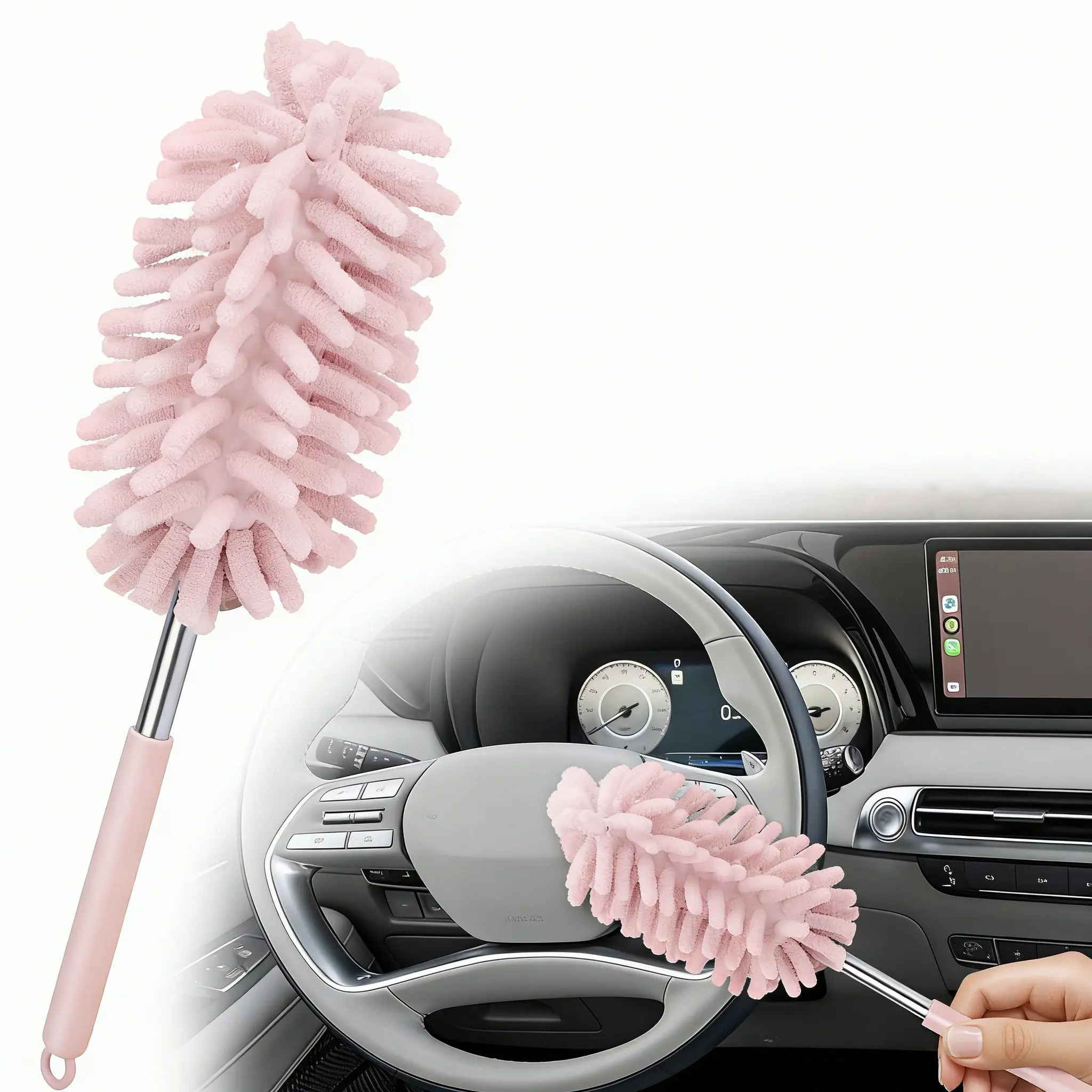 Mini Car Duster Brush, Extendable Microfiber Dusting Tool with Comfortable Handle for Home and Auto Interior Cleaning, Automotive Cleaning Tool, House Cleaning Tools, Cleaner