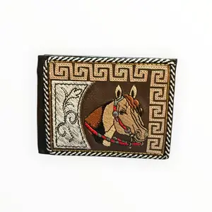 Billetera Vaquero de Piel con Caballo Cartera Western Style Black Leather Wallet with Horse