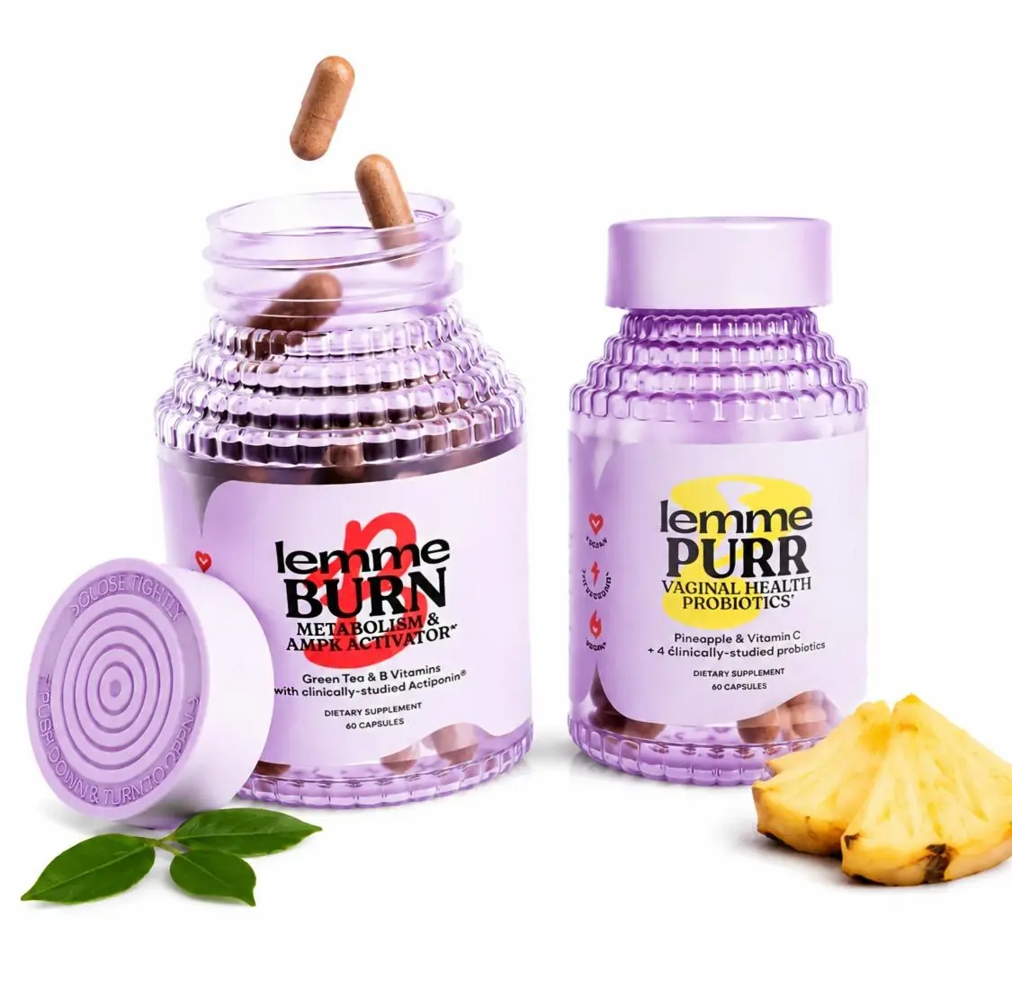Bedroom Bundle - Lemme Purr  Capsules & Lemme Play  Capsules, Vaginal Health Capsules with Clinically-Studied SNZ-1969 Probiotics + Daily Intimacy Capsules with Clinically-Studied S7 Complex