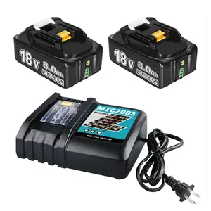 2pcs 18V 8.0Ah BL1850B Set Battery Pack with Charger 3A DC18RC Replacement for Makita BL1850 BL1860 BL1850B BL1840 BL1830 BL1415 BL1430 BL1440 LXT400