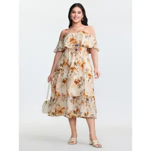 【Cottagecore Dress】 BLOOMCHIC Floral Print Off-Shoulder Midi Dress 2026 Summer Vibes Swimweek