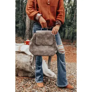 The Nabana Faux Leather Backpack In Grey