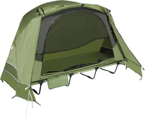 1 Person Camping Cot Tent for Adults, Waterproof Elevated Tent with Cot for Trip, Picnic, Army Green
