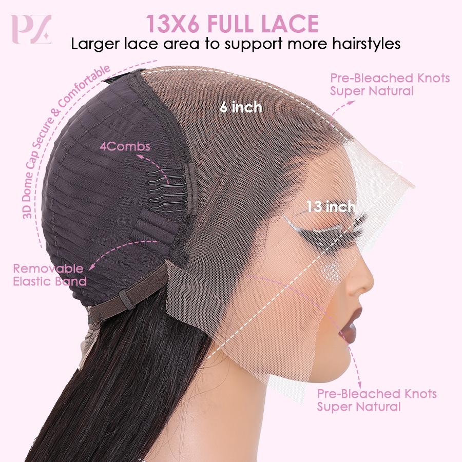 Pizazz Hair Pre_bleached Small Knots Water Wave 13x6 HD Transparent Lace Front Wigs Human Hair Pre Plucked 220 Density Wet and Wavy Curly Human Hair Wigs for Women with Hairline