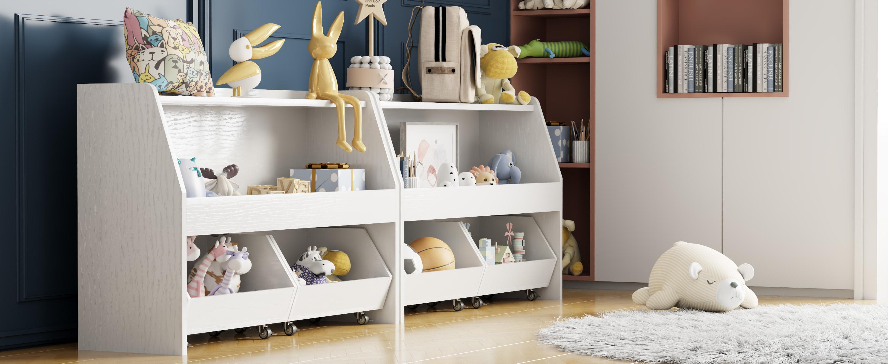 COZPAW Toy Storage Organizer, 2/3 Tier Montessori Shelf with Movable Bins, Toy Organizers Book Shelf for Kids Room, Playroom, Nursery