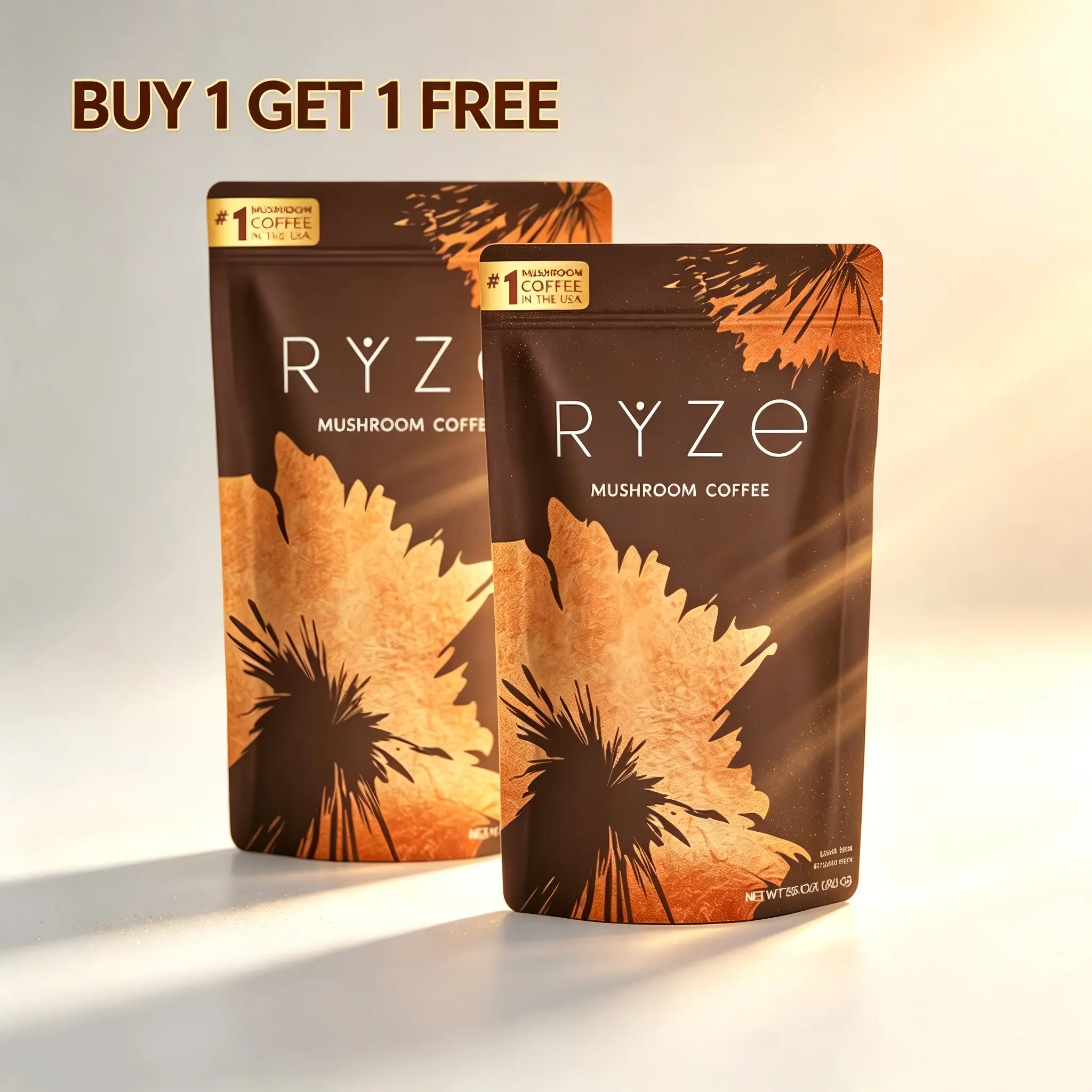 [Buy 1 Get 1 Free]RYZE Mushroom Coffee USDA Organic with 6 Adaptogenic Mushrooms and MCT Oil DG USA Grown Instant Coffee for Better Energy, Focus, Digestion, Immunity with Turkey Tail, Shitake, Lion's Mane, 30 Servings Vitamin
