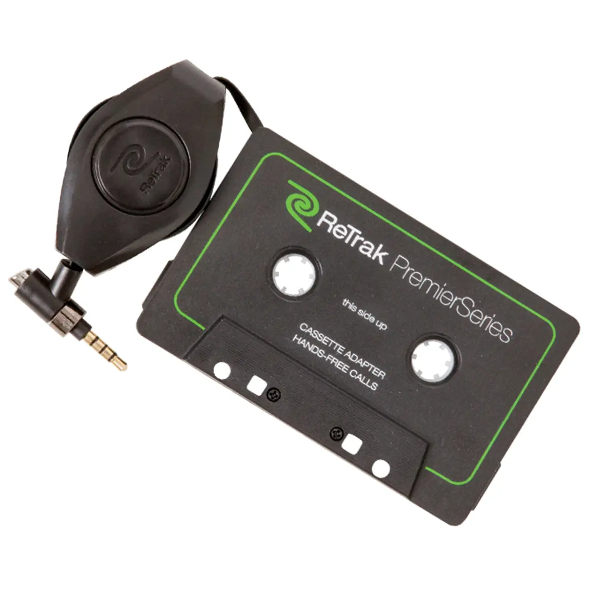 Retrak ETPRCSSTT Mic & Retractable Cassette Adapter for Hands-Free Calls & Audio - Black