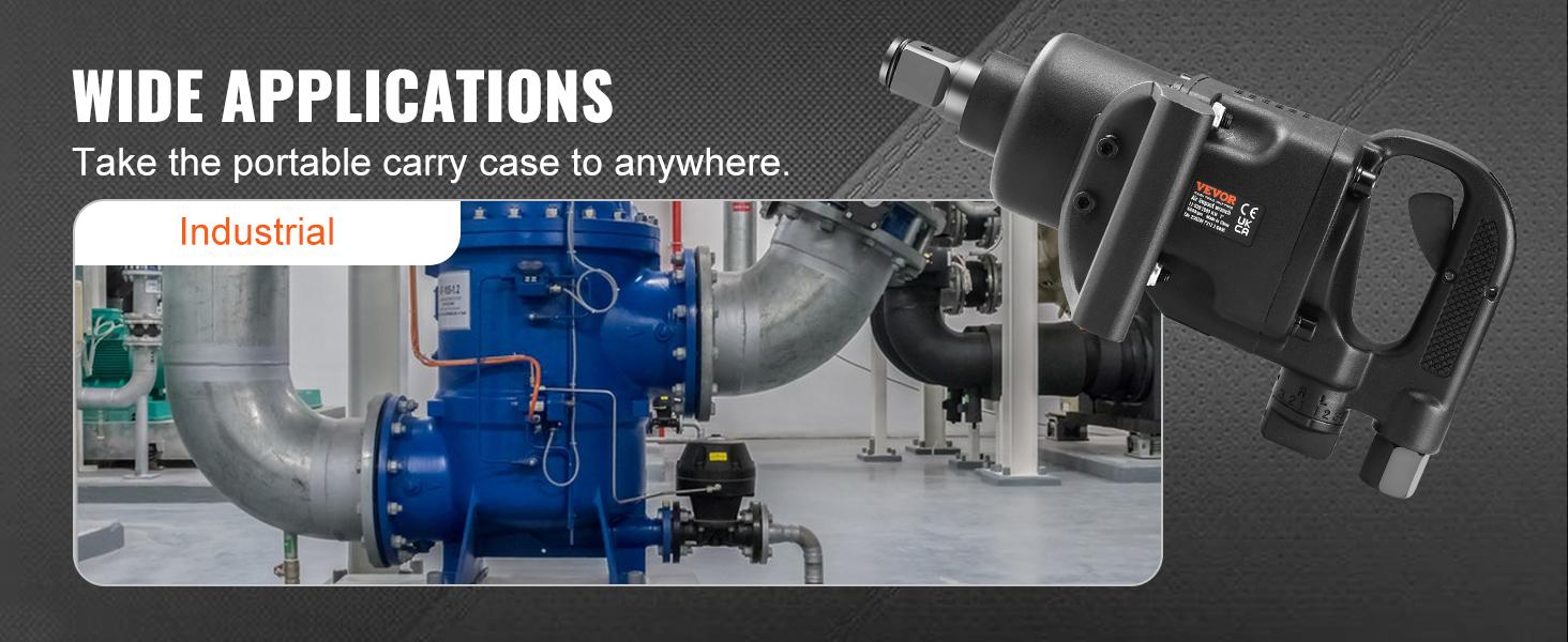 VEVOR 1 Inch Air Impact Wrench, TikTokShopBlackFriday, Up to 2730 ft-lbs Reverse Torque Output 1" Pneumatic Impact Gun Lightweight w/ 2 Handles for Heavy Duty Repairs and Maintenance