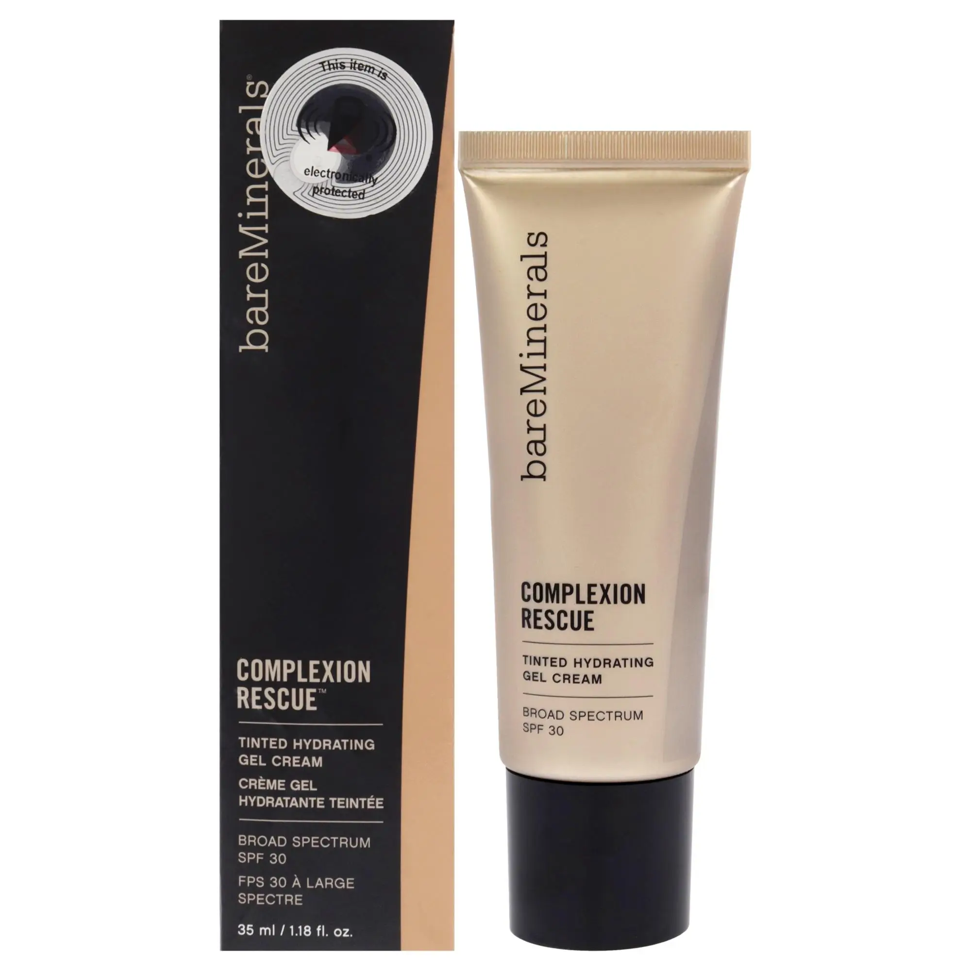 bareMinerals Complexion Rescue Tinted Moisturizer Cream - SPF 30, 07 Tan Amber, 1.18 oz, Moisturizing Hydrating Gel Makeup Tester for Women