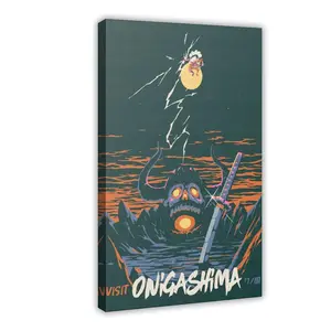 Visit Onigashima Poster Vintage Retro Travel Poster One Piece Minimalist Unique Design Perfect Anime
