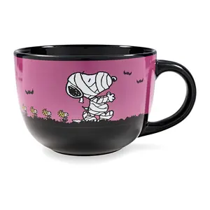 Peanuts Halloween Mummy Snoopy and Woodstock Ceramic Soup Mug | Holds 24 Ounces