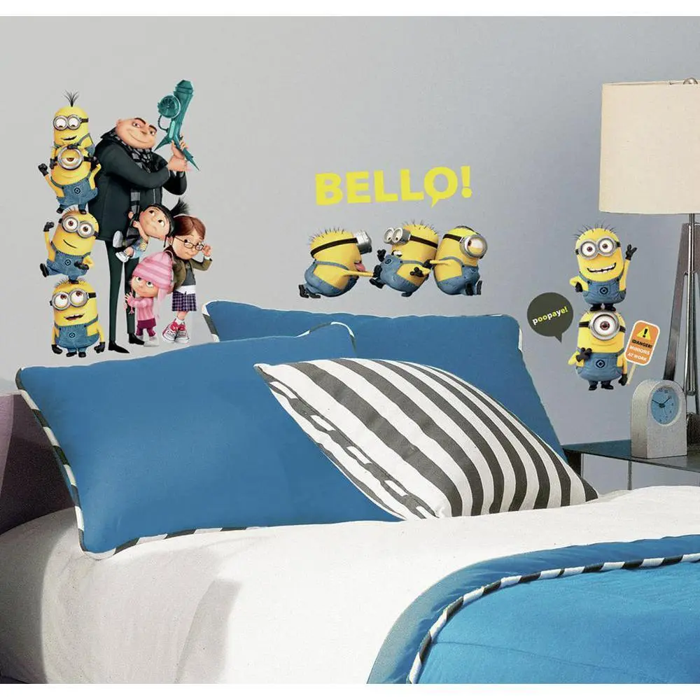 DESPICABLE ME 2 Movie 31 Wall Decals Gru & Minions Peel & Stick Stickers Kids Room Decor Stickers