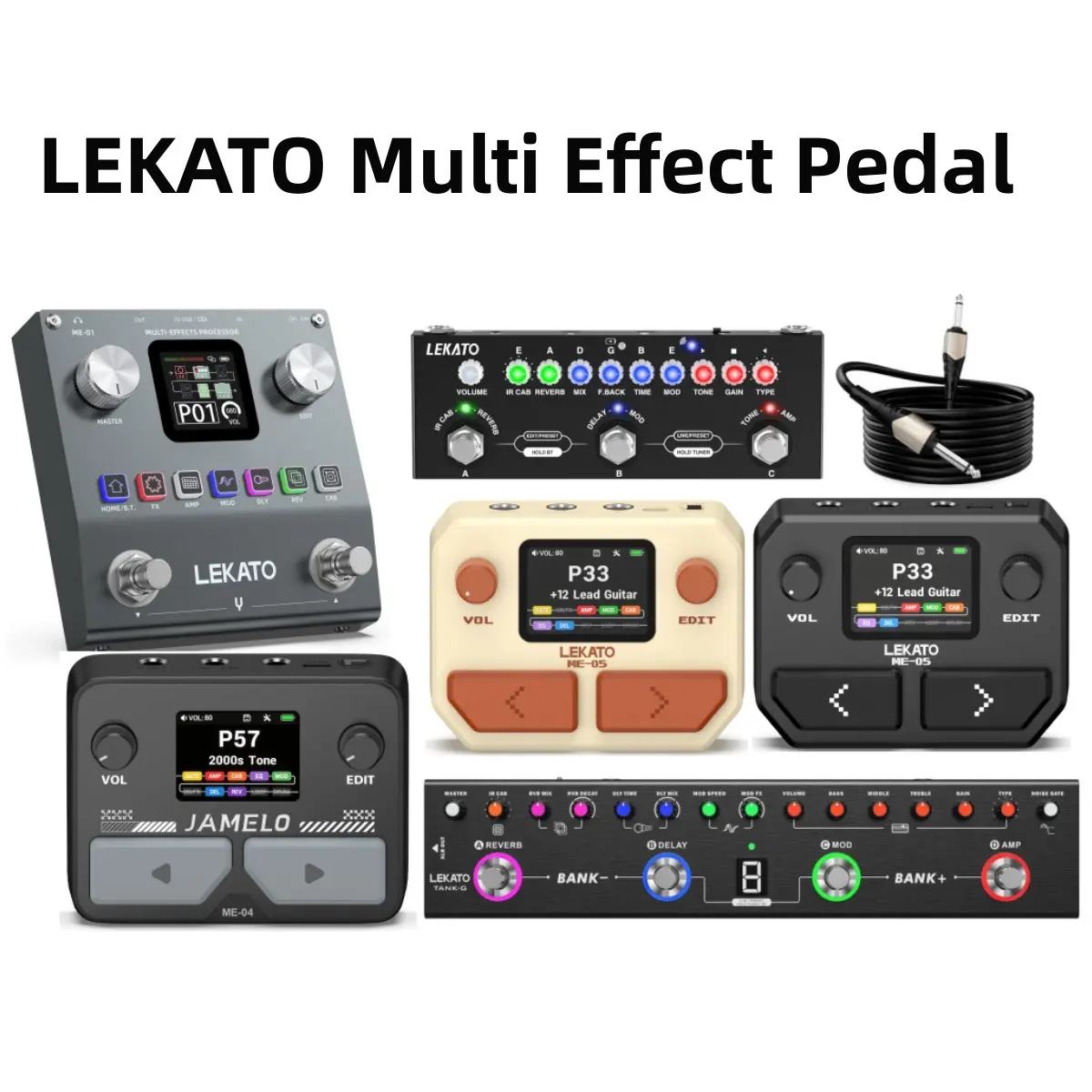 【Crazy Deal】LEKATO Multi Effects Electric Guitar Bass Pedal,Amplifier Modeler Pocket Rechargeable with 6 Effects Modules, 80 Editable Presets, 20 IRs BT Audio Headphone Output Preamp