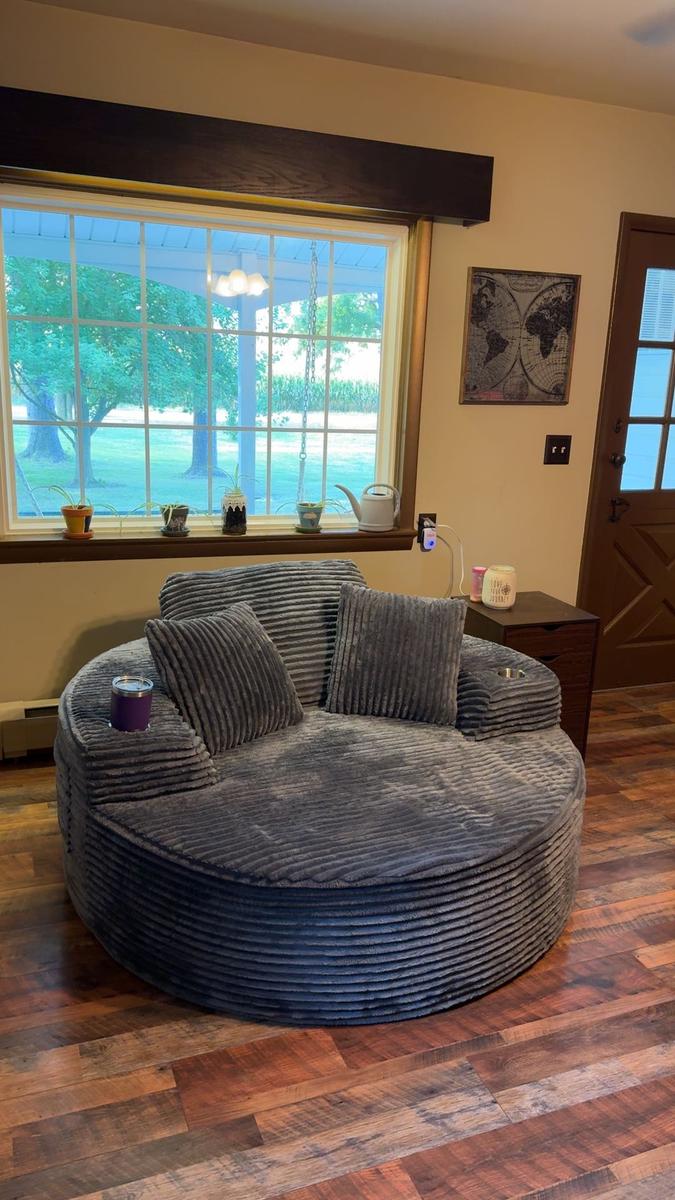 Item: Circular  - Grey Plush Corduroy