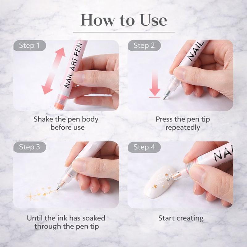 12-Color Nail Art Doodle Pens Set, Quick-Dry Water-Based Acrylic Markers for DIY Manicure, 3D Dot & Stitch Embroidery Nail Painting, Home & Salon