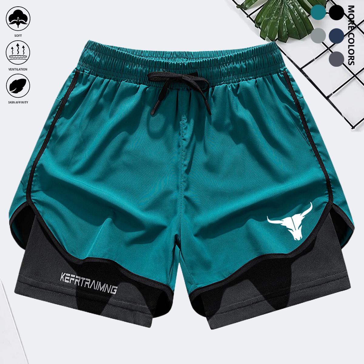 Lightweight and quick-drying sports shorts for men, suitable for summer outdoor fitness, running and leisure sports. It has a double-layered inner lining and built-in pockets.