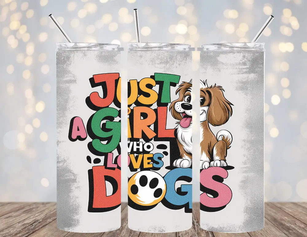 20 OZ JUST A GIRL WHO LOVES...... INSULATED SKINNY TUMBLER W/ STRAW