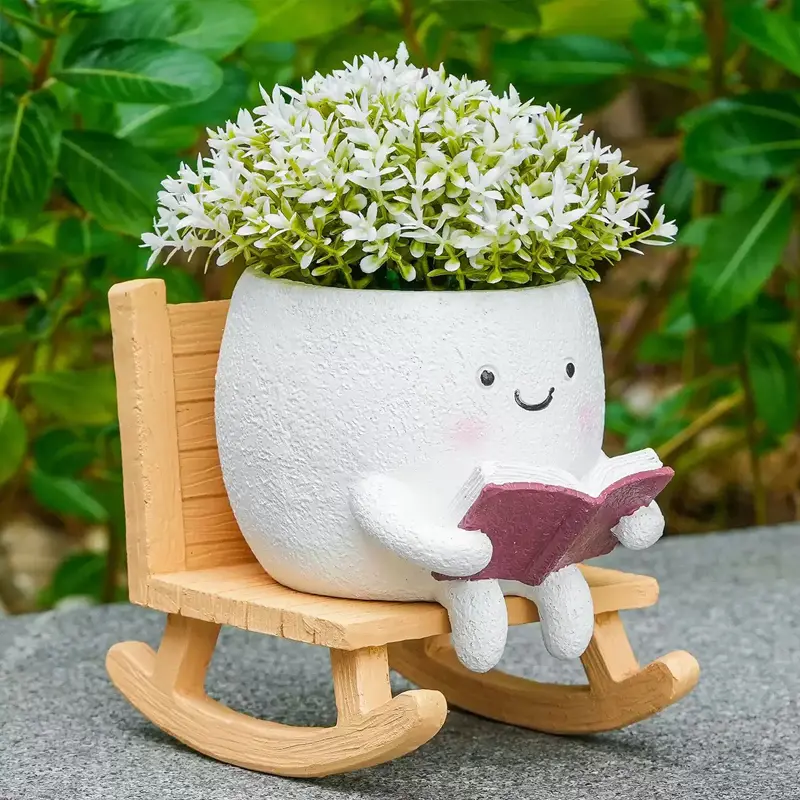Swing Face Planter Pot, Succulent Flowerpot, Cartoon Girl Design Succulent  Pot, Cute Rocking Chair Flower with Drain Hole Summer Garden Supplies for  Home Yard Decor, Garden Accessories - TikTok Shop