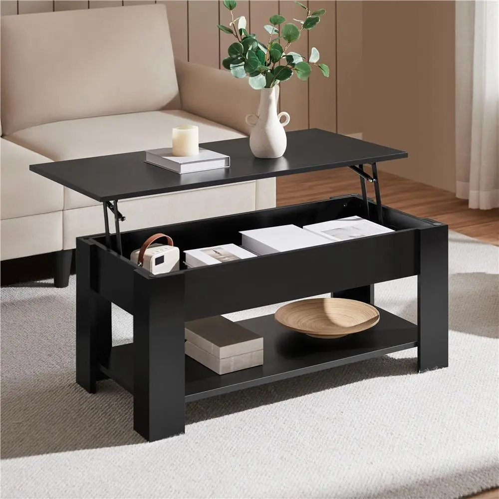 【On Sale】Yaheetech Lift Top Coffee Table Hidden Compartment & 2 Open Shelves Multipurpose Design Gas Lift  Small Space Friendly Living Room/Office/Home Use,dorm essentials,home decor tiktokshopbacktoschool