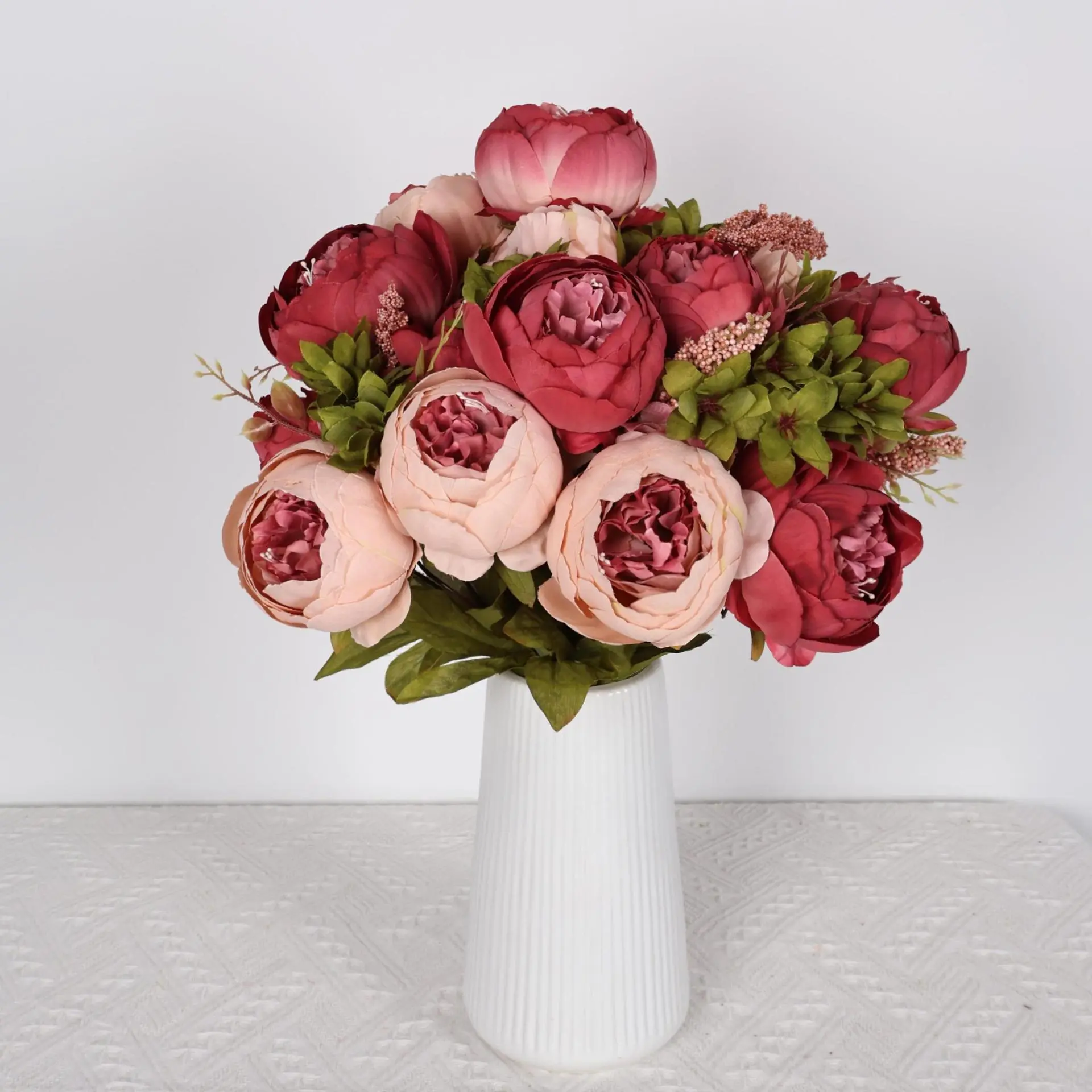 Artificial Peony Flower Bouquet, 1 Count Romantic Faux Flower Bouquet, Decorative Flowers for Home Party Wedding, Spring/Summer Decoration Home Decor Supplies, Peonies Bouquet for Flower Arrangement, Mother‘s Day Gift