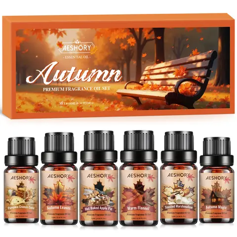 Aeshory Autumn Luxury Fragrance Oil Gift Set - 6x10ml Blend, Home Fragrance for Diffusers, Candles, Soap Making Supplies,home decor