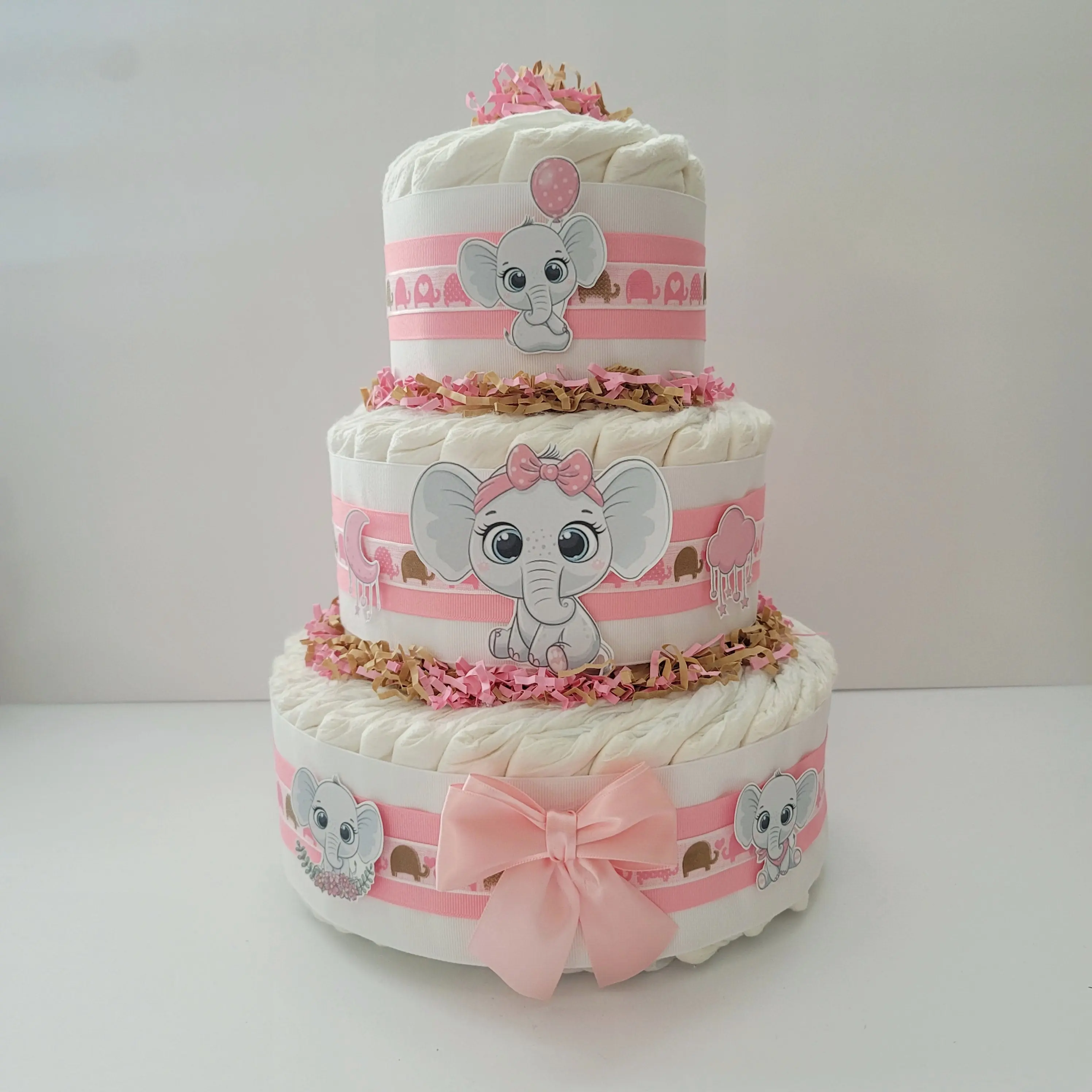Baby Elephant Diaper Cake for Girls