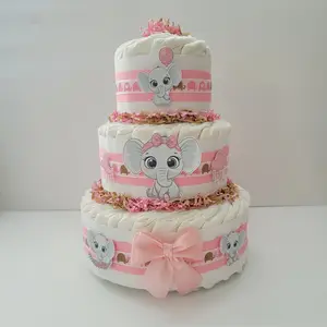 Baby Elephant Diaper Cake for Girls