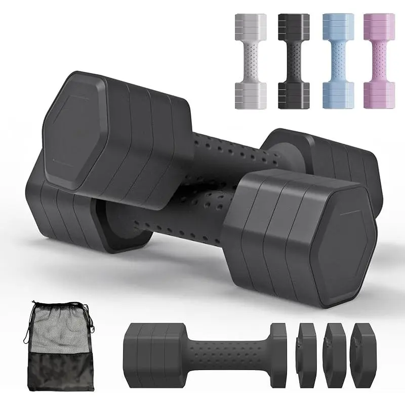 Adjustable Dumbbell Set of 2, 4 in 1 Free Weights Dumbbells Set, Hand Weights for Women at Home, 5 lb Dumbbells Set with Non-slip Comfort Handle for Home Gym Exercise Workout Training