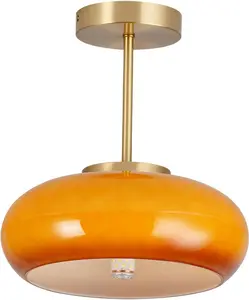 Pendant Lamp Ceiling Pendant Light Mid Century Glass Flush Mount Light Fixtures for Dining Table Kitchen Island Hallway (No Light Bulb)